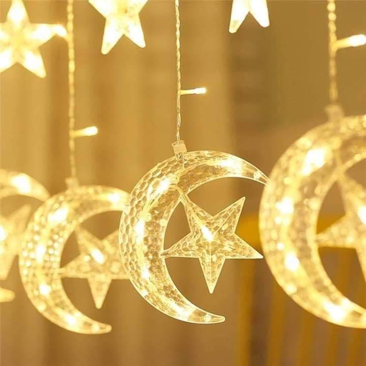 LED Star Moon Curtain Lights, Moon Star String Light with 8 Flashing Modes Decoration for Christmas, Wedding, Party, Home Decorations (Warm White) LED Star Moon Curtain Lights, Moon Star String Light with 8 Flashing Modes Decoration for Christmas, Wedding, Party, Home Decorations (Warm White)